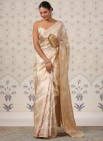 Silk Blend Beige Party Wear Weaving Saree